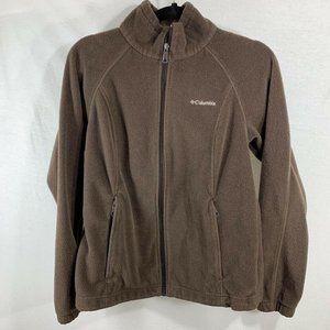 Columbia Unisex Fleece Jacket Brown Pockets Full Z